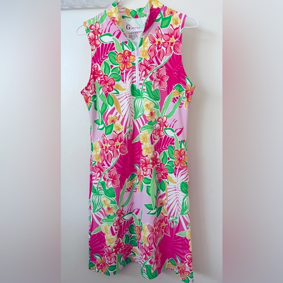 G Lifestyle Floral Pink Sleeveless Dress Medium - Picture 1 of 2